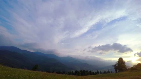 Sunset Sky over the Mountains. Stock Footage 70927567