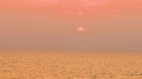  Sunset sky over ocean sea as water wave in the island as dawn sky Stock Footage 237807292