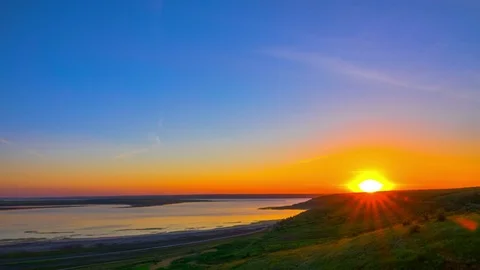 Sunset Sky over the River. Stock Footage 76727913