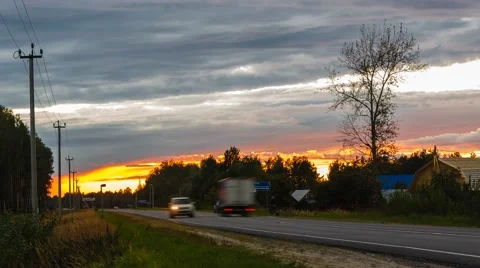 Sunset sky over the road Video stock 67406637