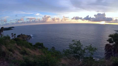 Sunset sky at Phrom Thep Cape the scenic point of Phuket Island, Stock Footage 153101157