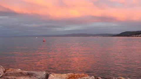 Sunset sky in the port of Burela, Spain Stock Footage 236201683