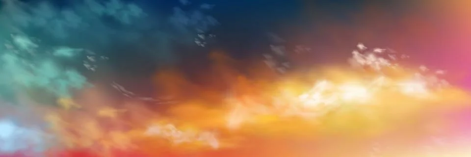 Sunset sky with realistic cloud texture vector Illustration