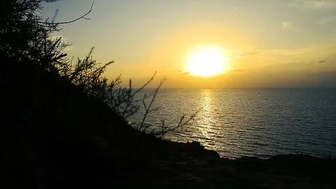 Sunset sky, red sky, sea 库存影片 124683802