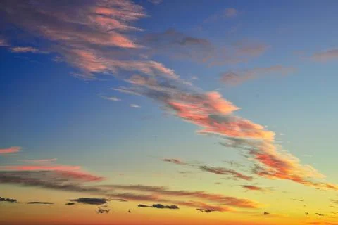 Sunset Sky Replacement Warm Horizon Pink Clouds Stock Photos
