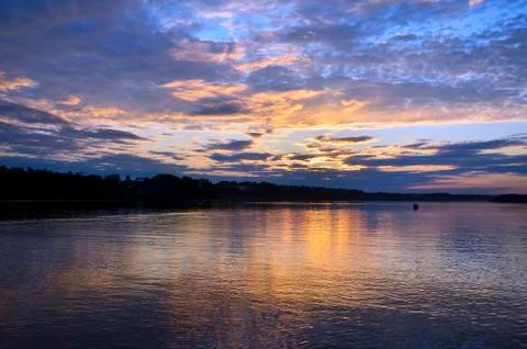 Sunset sky river Foto stock