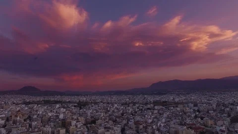 Sunset Sky Sailing Aerial View Over The shot of the famous Venetian Koules Stock Footage 122989593