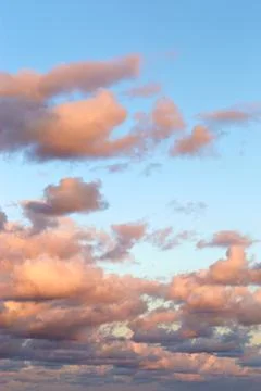 Sunset sky at sea. Dramatic sunset clouds in the Baltic Sea view from the fer Stock Photos