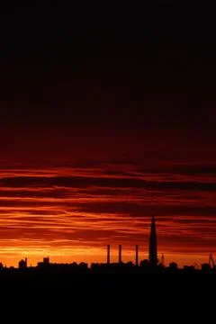 Sunset sky in St. Peterburg. Stock Photos
