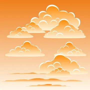 Sunset in the sky. Sunset-lit cumulus clouds in the sky. Eps file. Stock Illustration