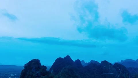 Sunset Sky With Time Lapse Clouds over the Mountains Stock Footage 205247922