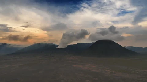 Sunset sky timelapse over mount Bromo volcano in Java, Indonesia Stock Footage 64757381