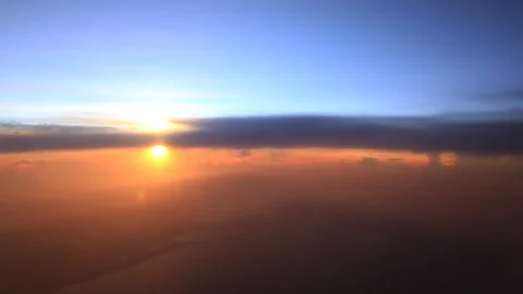 Sunset on sky view from airplane window Stock Footage 252122702