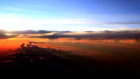 Sunset on sky view from airplane window Stock Footage 252122724