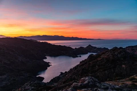 Sunset sky view with copy space at Cap de Creus Stock Photos