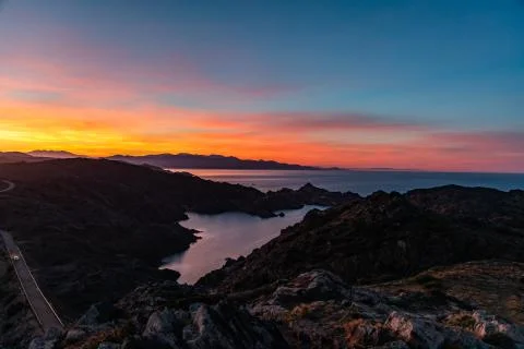 Sunset sky view with copy space at Cap de Creus Stock Photos
