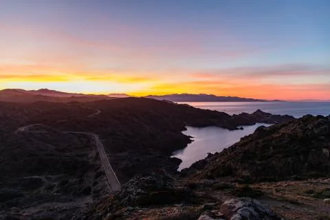 Sunset sky view with copy space at Cap de Creus Stock Photos