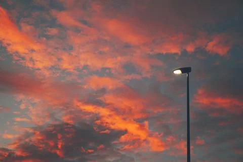 The sunset sky with white clouds in the nature Stock Photos