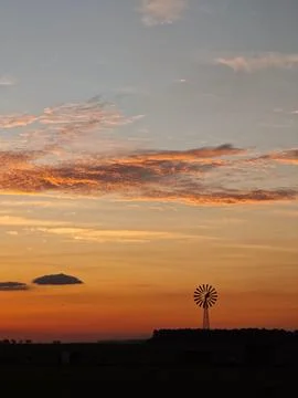 Sunset Sky with Windmill Stock Photos