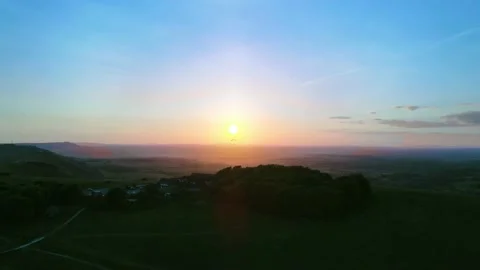 Sunset skydiving in the summer Stock Footage 151034322