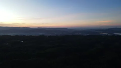Sunset Skyline, Aerial Drone Gradient Colorful Mountain Range View, Stock Footage 265484964