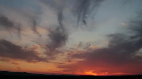 Sunset skyline and plane track Stock Footage 20976845