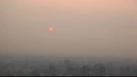 The sunset skyline in Cairo, sky disc Stock Footage 9974722