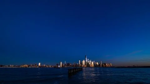 Sunset skyline manhattan Stock Photos