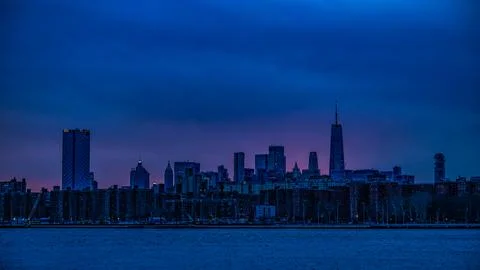 Sunset skyline manhattan Stock Photos