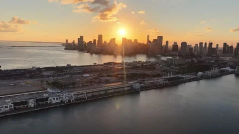 Sunset Skyline At Miami Beach In Florida United States. Stock Footage 341898189