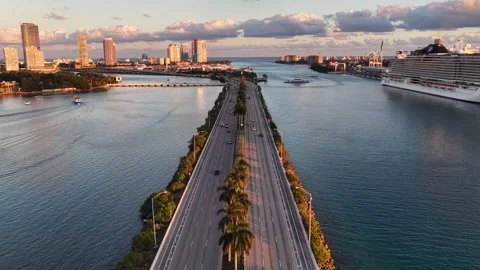 Sunset Skyline At Miami Beach In Florida United States. Stock Footage 341901765