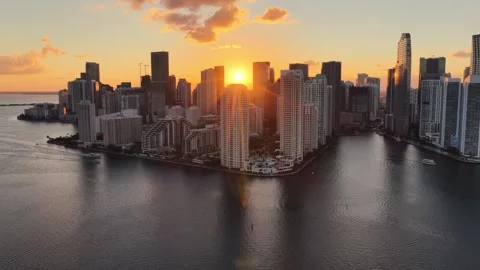 Sunset Skyline At Miami In Florida United States. Stock Footage 342209178
