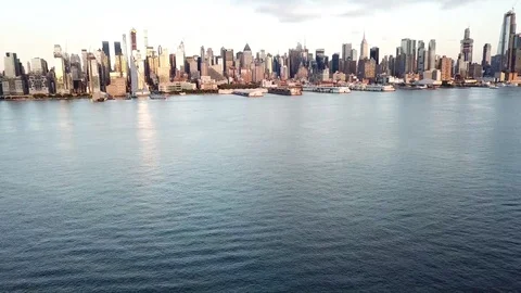 The sunset skyline of New York Stock Footage 112438865