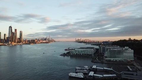 The sunset skyline of New York Stock Footage 112438908
