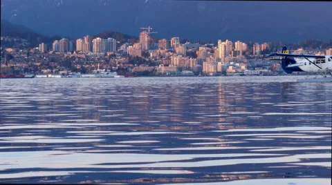 Sunset skyline  view North Vancouver  BC , Canada. Stock Footage 62811521