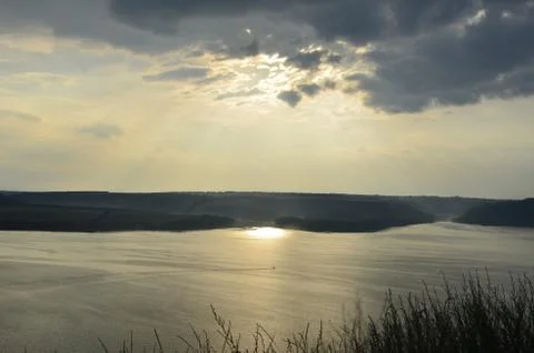 Sunset on the slopes of the Dniester. Stock Photos