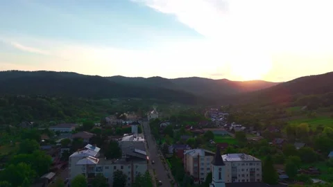 Sunset of a small city. Video stock 317262702