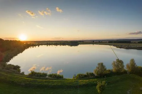 Sunset at the small lake Stock-Fotos