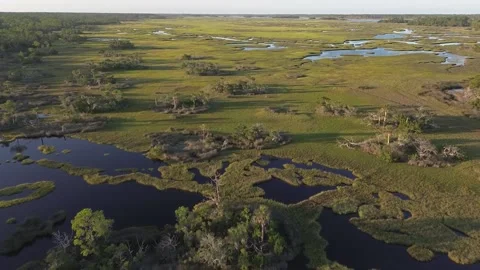 Sunset with small lakes Stock-Footage 295228794