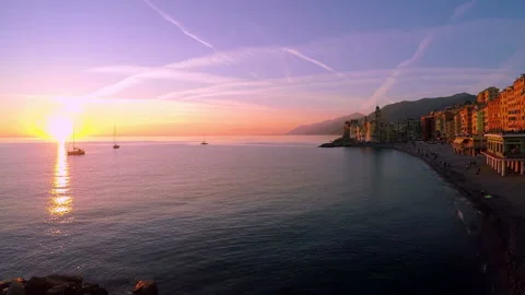 Sunset in a Small Seaside Town Видео 106463966