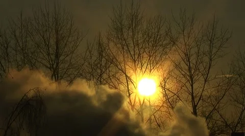 Sunset smoke motion Stock Footage 12160534