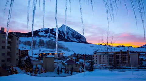 Sunset Snow Mountain Timelapse Video stock 51675885