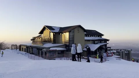 Sunset snow mountain top Stock Footage 232082670