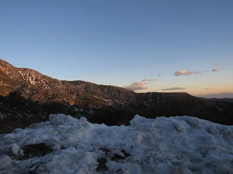 Sunset in the snow Foto stock