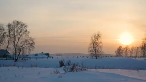 Sunset on a snow slope. snow winter landscape Vidéo 72116942