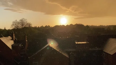 Sunset on a snowing day Stock Footage 281250633