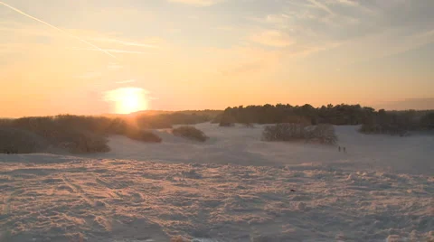 Sunset in snowlandscape Stock Footage 995172