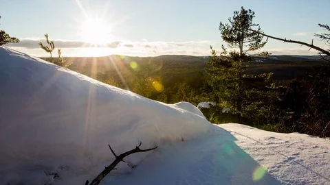 Sunset From Snowy Peak Stock Footage 72878796