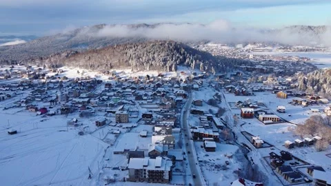 Sunset in the snowy resort Stock Footage 168966204