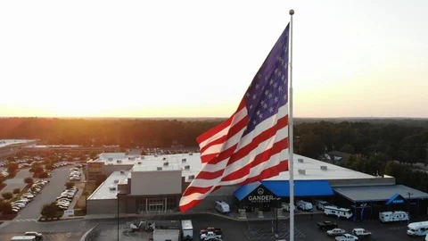 A Sunset Soaked American Flag Stock Footage